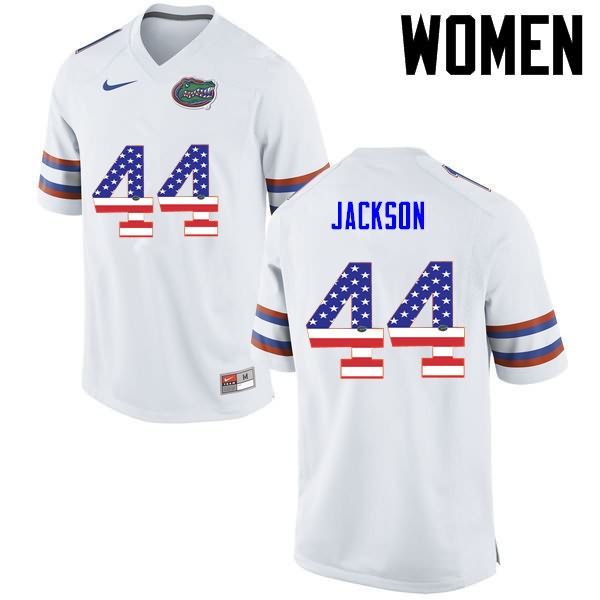 NCAA Florida Gators Rayshad Jackson Women's #44 USA Flag Fashion Nike White Stitched Authentic College Football Jersey FAH4864JE